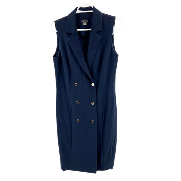 Tahari Dresses & Skirts - Tahari sleeveless navy double button blazer dress 6 knee length office workwear